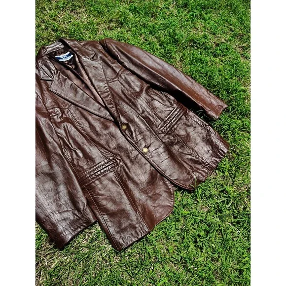 Breier Of Amsterdam Leather Jacket‎ Mens Large Brown Vintage 70s Suit USA Made